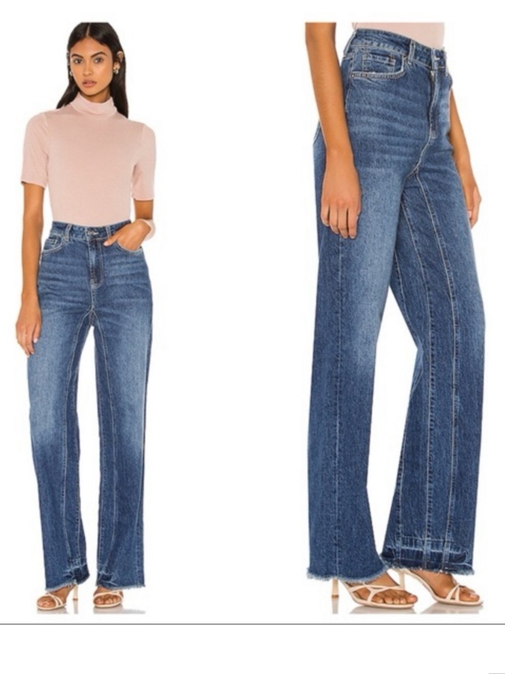 Free People We The Free Relaxed Straight Slouch Jeans Size 25 Raw Hem EUC